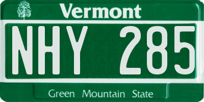 VT license plate NHY285