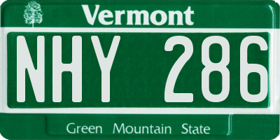 VT license plate NHY286
