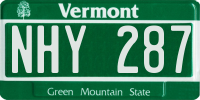 VT license plate NHY287