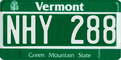 VT license plate NHY288