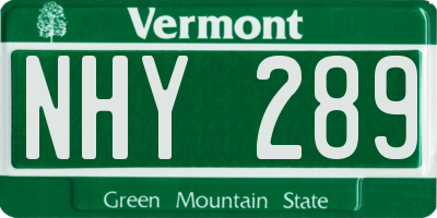 VT license plate NHY289