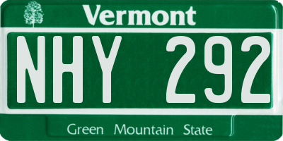 VT license plate NHY292