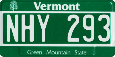 VT license plate NHY293