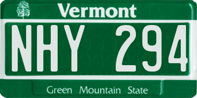VT license plate NHY294