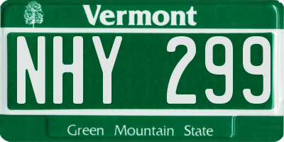 VT license plate NHY299