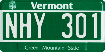 VT license plate NHY301