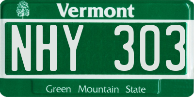 VT license plate NHY303