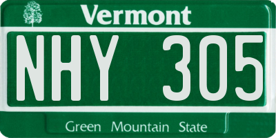 VT license plate NHY305