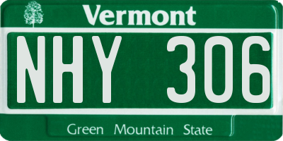 VT license plate NHY306