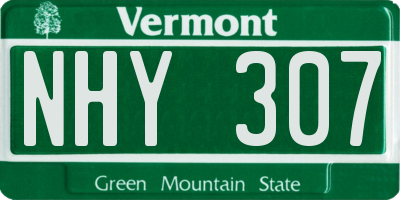 VT license plate NHY307