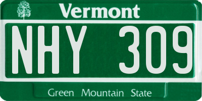 VT license plate NHY309