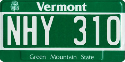 VT license plate NHY310