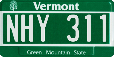 VT license plate NHY311