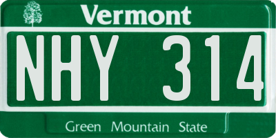 VT license plate NHY314