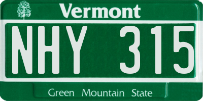 VT license plate NHY315