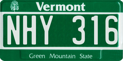 VT license plate NHY316