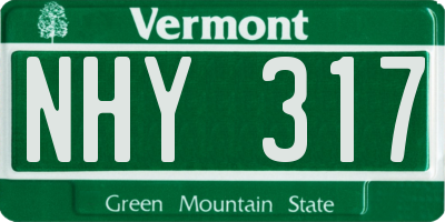 VT license plate NHY317