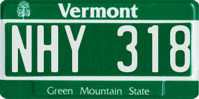 VT license plate NHY318