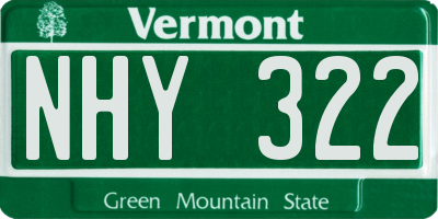VT license plate NHY322