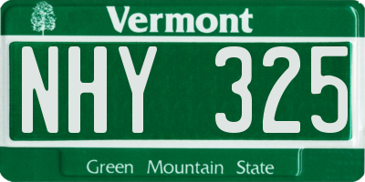 VT license plate NHY325
