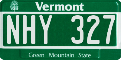 VT license plate NHY327