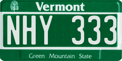 VT license plate NHY333