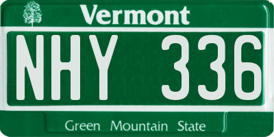 VT license plate NHY336