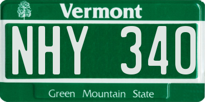 VT license plate NHY340