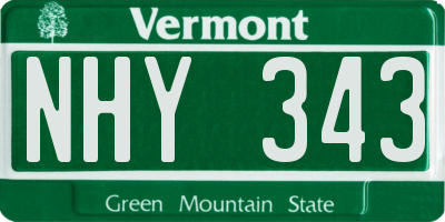 VT license plate NHY343