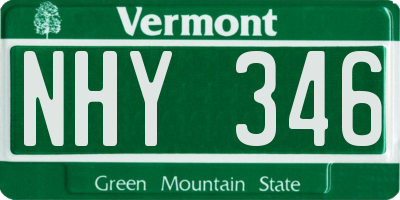VT license plate NHY346