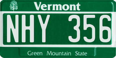 VT license plate NHY356