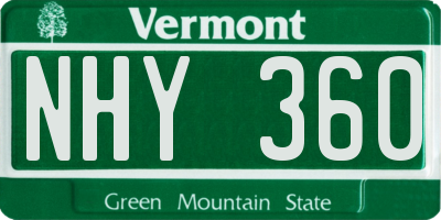 VT license plate NHY360