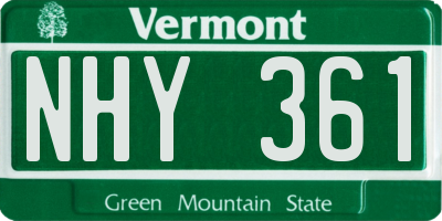 VT license plate NHY361