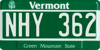 VT license plate NHY362