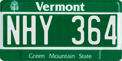 VT license plate NHY364