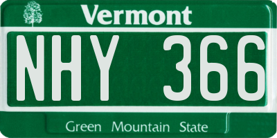 VT license plate NHY366
