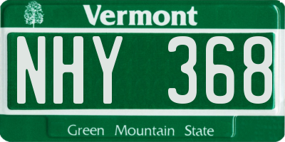 VT license plate NHY368