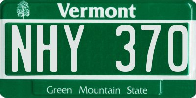 VT license plate NHY370