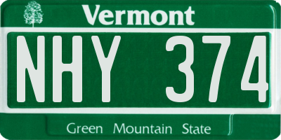 VT license plate NHY374