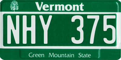 VT license plate NHY375