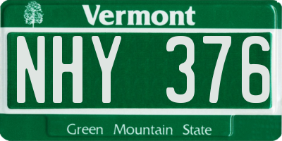 VT license plate NHY376