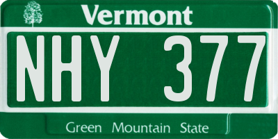 VT license plate NHY377