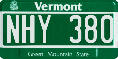 VT license plate NHY380