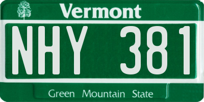 VT license plate NHY381