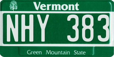VT license plate NHY383