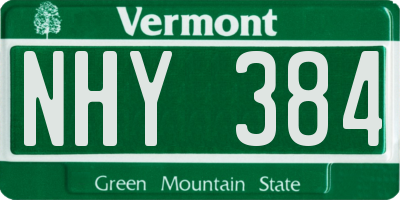 VT license plate NHY384