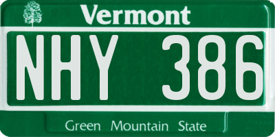 VT license plate NHY386