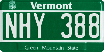 VT license plate NHY388