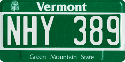 VT license plate NHY389