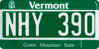 VT license plate NHY390